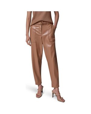 Donna Karan Faux Leather Belted Cargo Pants - Brown