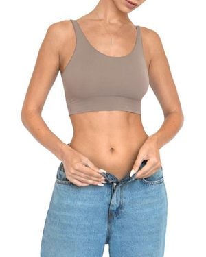 Noody Seamless Smooth Scoop Neck Top - Blue