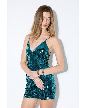 MissPap Dense Teardrop Sequin Mini Dress - Blue
