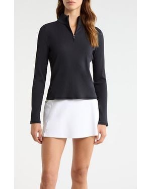 G/FORE Rib Knit Quarter Zip Golf Top - Black