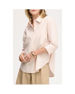 Sam Edelman Side Button Cotton Poplin Button-Up Shirt - Natural
