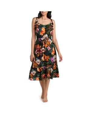 La Blanca Tropical Hideaway Tie Strap Cover-Up Midi Dress - Black