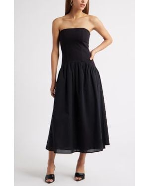 Open Edit Curved Waist Strapless Maxi Dress - Black
