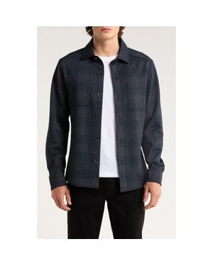 Robert Barakett Upton Plaid Double Knit Overshirt - Black
