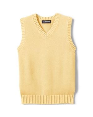 Lands' End School Uniform Kids Cotton Modal Sweater Vest - Yellow