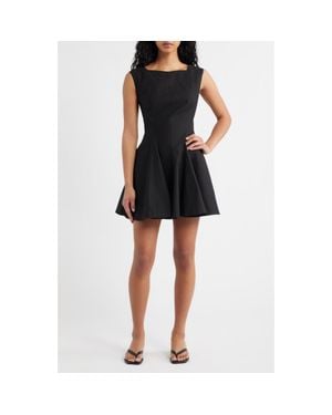 Doen Riviette Fit & Flare Poplin Minidress - Black