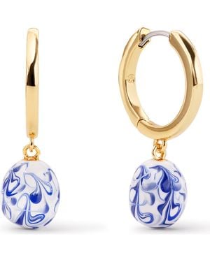 Ana Luisa Lainey Medium Enamel Drop Hoop Earrings - Blue