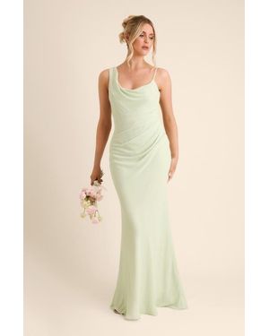Six Stories Cowl Front Chiffon Bridesmaid Dress - Natural