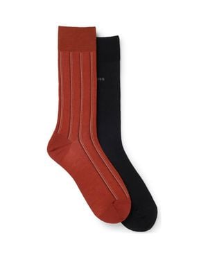 BOSS Assorted 2-Pack Solid & Stripe Cotton Blend Socks - Red