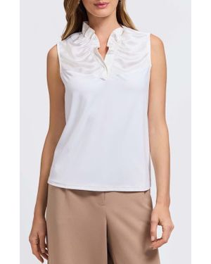 Foxcroft Tammy Glow Sleeveless Satin Top - White