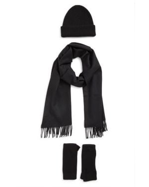 Johnstons of Elgin Cashmere Beanie, Scarf & Fingerless Gloves Set - White