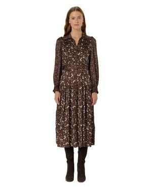 Gerard Darel Lolita Long Sleeve Shirt Dress - Brown