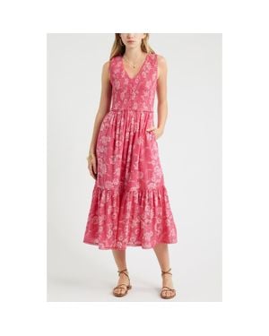 Treasure & Bond Smocked Tank Midi Dress - Red