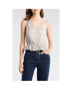 PAIGE Maiden Button-Up Silk Peplum Top - Natural