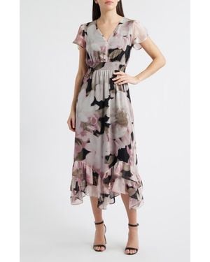 Anne Klein Print Ruffle Midi Dress - Multicolor