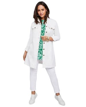 Jessica London Long Denim Jacket - White