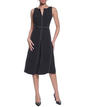 KARL LAGERFELD Sleeveless Scuba Crepe A-Line Dress - Black
