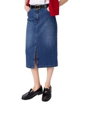 Gerard Darel Janaelle Straight Cut Denim Skirt - Blue