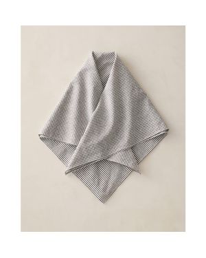 Haven Well Within Cotton Linen Gingham Neckerchief - Gray