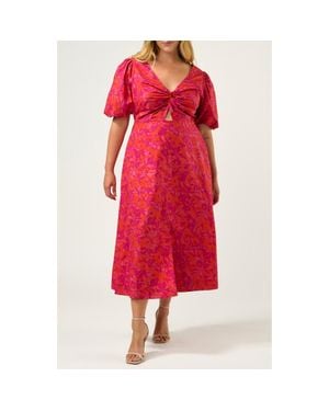 Estelle Aura Falls Floral Print Cutout Dress - Red