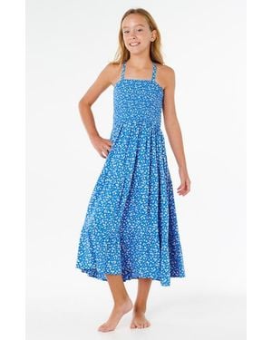 Rip Curl Kids' Sunshine Ditsy Smocked Tiered Dress - Blue