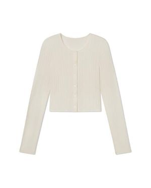Lunya Short Sleeve Pointelle Cardigan - White
