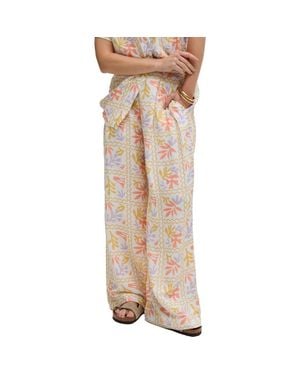Raffya Matisse Wide Leg Patchwork Floral Print Trouser - Natural