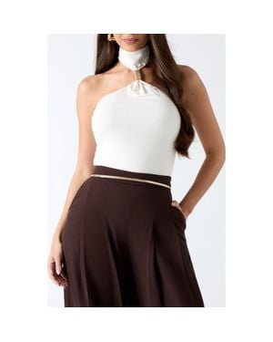Marciano Soraya Embellished Halter Neck Top - White