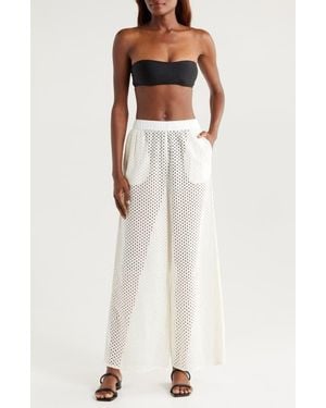 Solid & Striped The Delaney Open Knit Cotton Cover-Up Pants - White