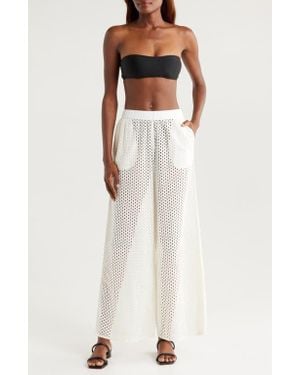 Solid & Striped The Delaney Open Knit Cotton Cover-Up Pants - White