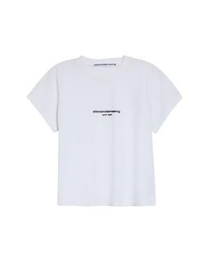 Alexander Wang Shrunken Cotton Logo T-Shirt - White