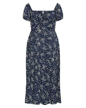 City Chic Abbigail Floral Print Short Sleeve Midi Dress - Blue