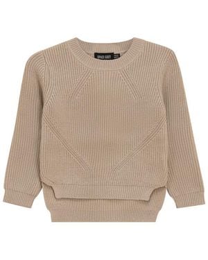 Space Grey Chunky Knit Mock Neck Sweater - Brown