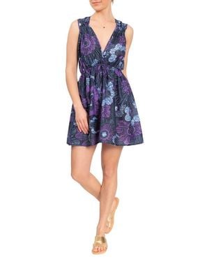 EVERYDAY RITUAL Dawn Fit & Flare Cotton Nightgown - Blue