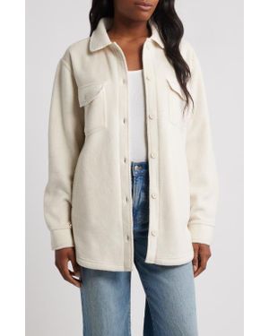 Thread & Supply Whipstitch Detail Polar Fleece Shirt Jacket - Natural