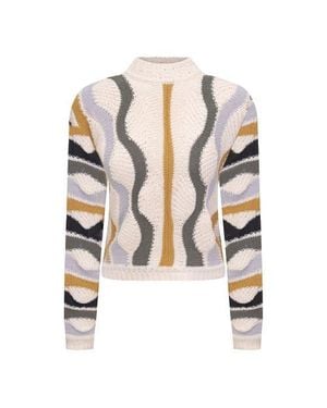 Aspact Color Blocked Textured Knit Pullover Sweater - Multicolor