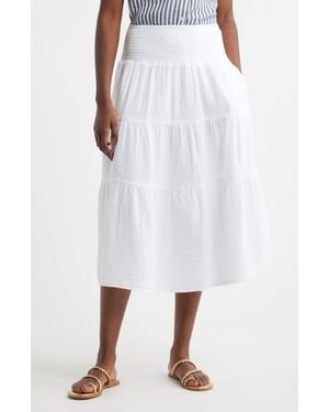 Caslon Tiered Cotton Gauze Midi Skirt - White
