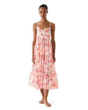 Kate Spade Floral Toile Tier Cover Up Maxi Dress Swim - Pink