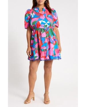 Sugarlips Exene Gerica Floral Shift Dress - Blue