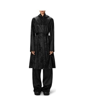 Rains Waterproof A-Line Long Raincoat - Black
