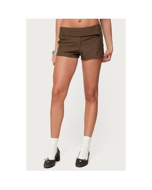Edikted Karla Pleated Micro Shorts - Brown
