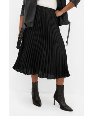 City Chic Selena Pleated Midi Skirt - Black