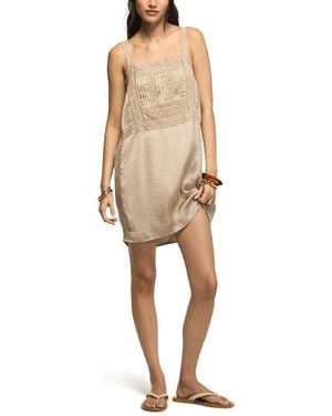 Lucky Brand Lace Trim Shift Minidress - Natural