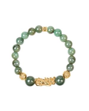 Karma and Luck Jade Dragon Charm Beaded Bracelet Fulfillment Of Potential - Green