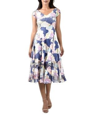 Komarov Cap Sleeve Charmuese Dress - Blue