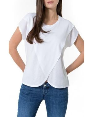 Accouchée Handy Crossover Short Sleeve Cotton Maternity/Nursing Top - White