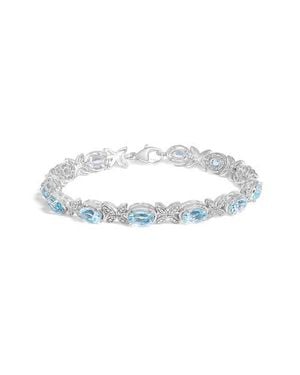 Haus of Brilliance Oval Topaz Diamond Butterfly Link Bracelet - Blue