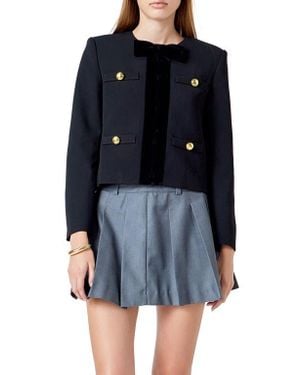 Endless Rose Velvet Trim Jacket - Blue