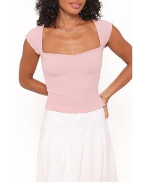 Petal & Pup Maura Rib Sweetheart Neck Top - Pink