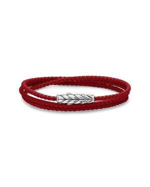 David Yurman Sterling Leather Bracelet - Red